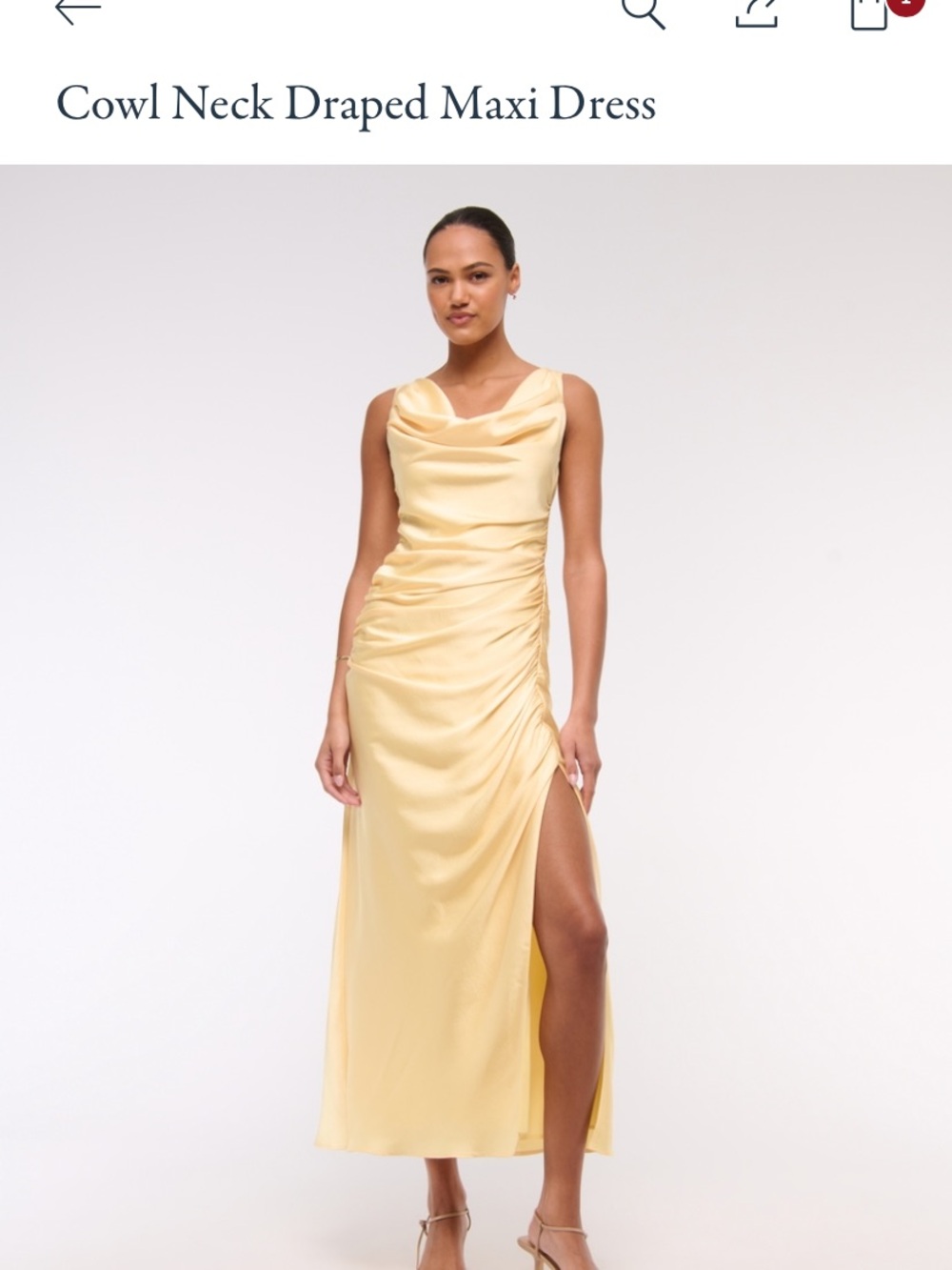 Abercrombie & Fitch Pale Yellow Cowl Neck Draped Midi Dress